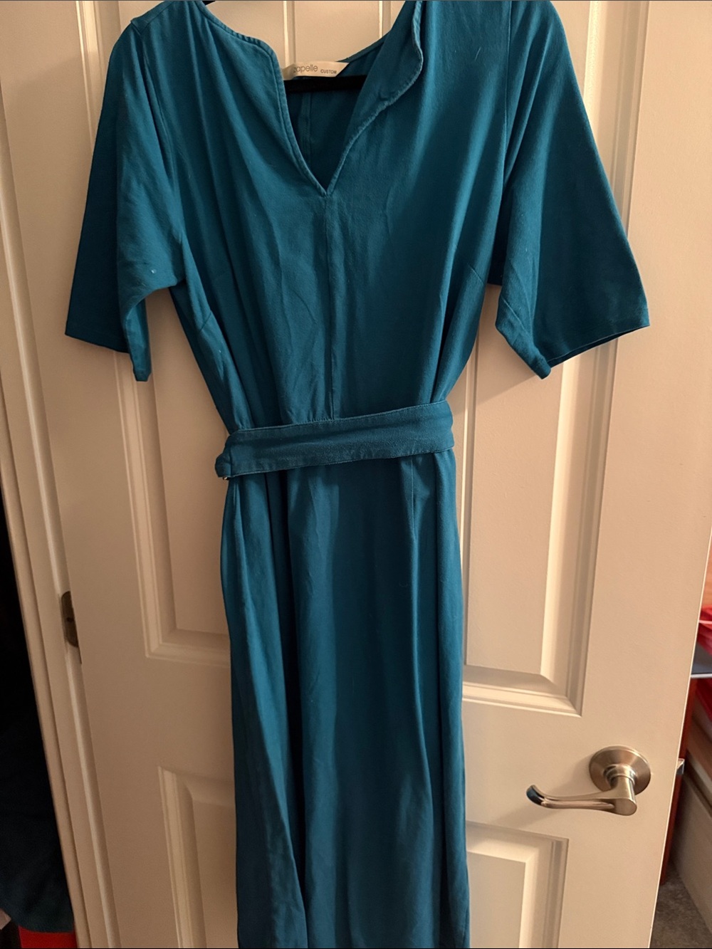 Teal Midi Dress with Self Tie Belt